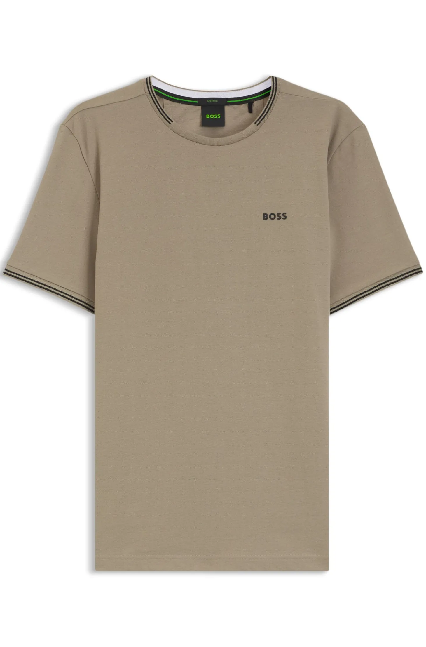 T-Shirt aus Stretch-Baumwolle mit Streifen und Logo