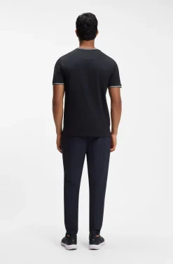 T-Shirt aus Stretch-Baumwolle mit Streifen und Logo