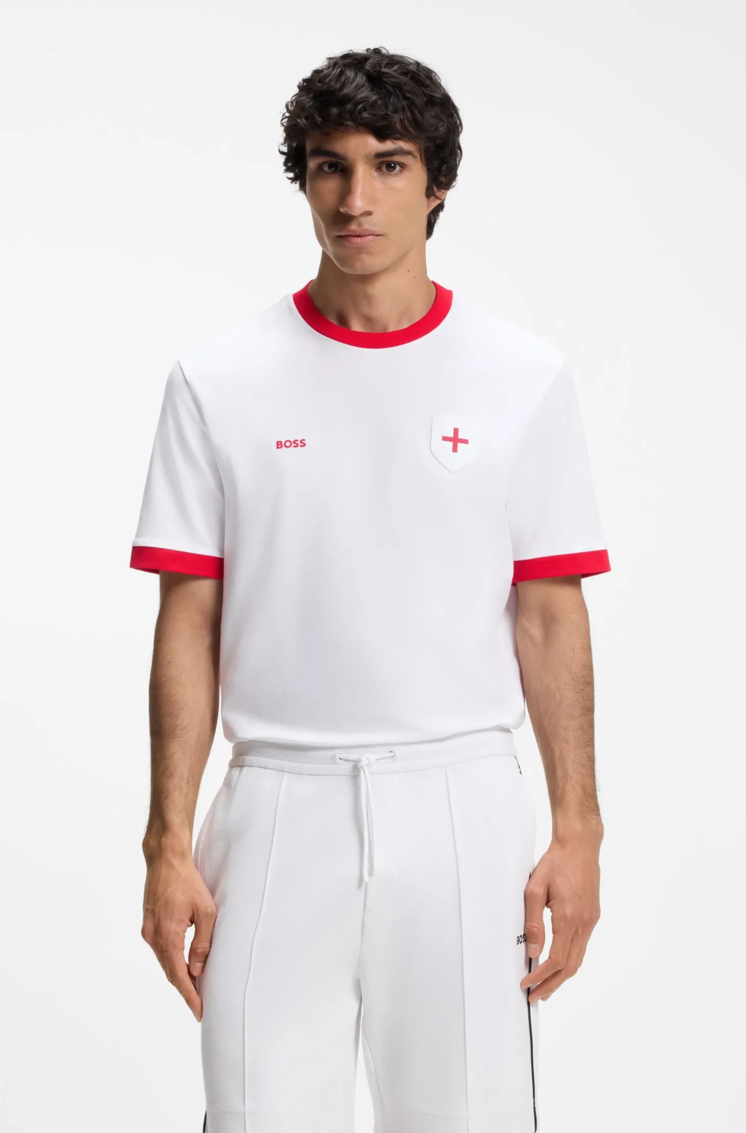 T-Shirt aus Stretch-Baumwolle mit Landesflagge und Logo