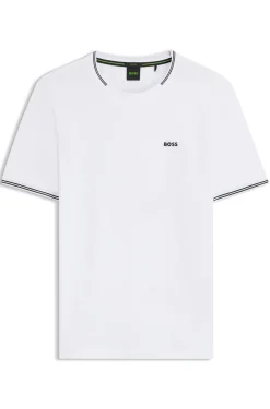 T-Shirt aus Stretch-Baumwolle mit Streifen und Logo