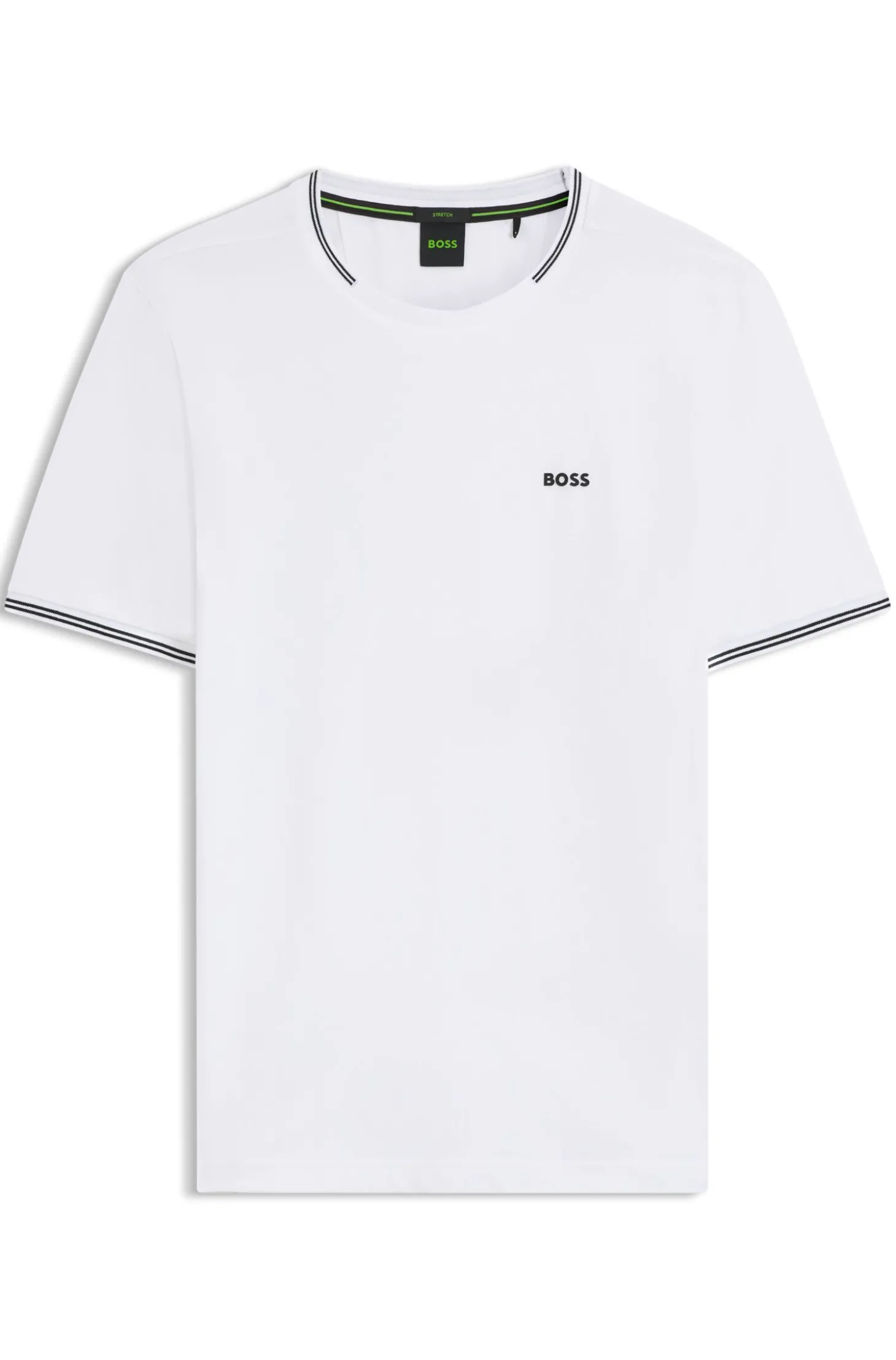 T-Shirt aus Stretch-Baumwolle mit Streifen und Logo