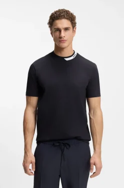 T-Shirt aus Stretch-Baumwolle mit Logo-Kragen