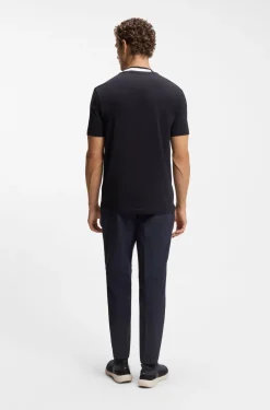 T-Shirt aus Stretch-Baumwolle mit Logo-Kragen