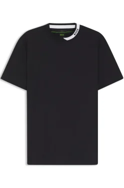 T-Shirt aus Stretch-Baumwolle mit Logo-Kragen