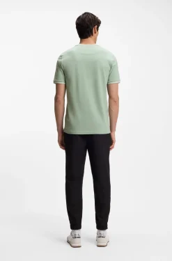 T-Shirt aus Stretch-Baumwolle mit Streifen und Logo