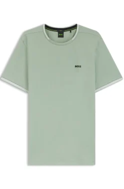 T-Shirt aus Stretch-Baumwolle mit Streifen und Logo