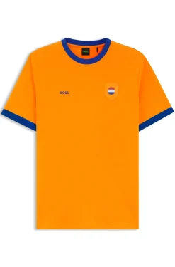 T-Shirt aus Stretch-Baumwolle mit Landesflagge und Logo
