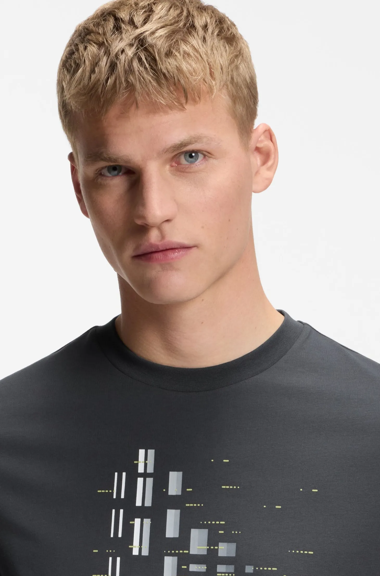 T-Shirt aus Stretch-Baumwolle mit geometrischem Print