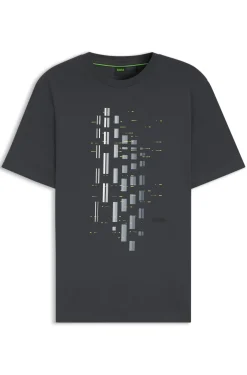 T-Shirt aus Stretch-Baumwolle mit geometrischem Print