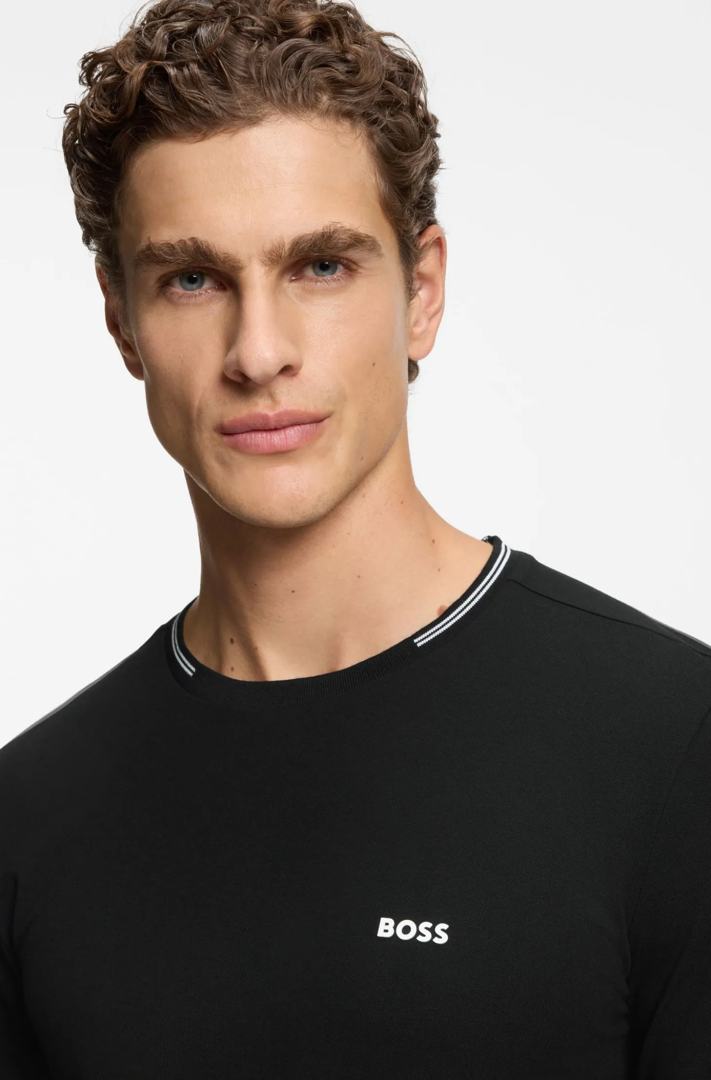 T-Shirt aus Stretch-Baumwolle mit Streifen und Logo