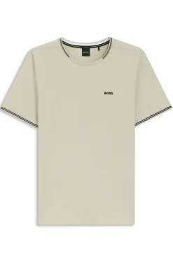 T-Shirt aus Stretch-Baumwolle mit Streifen und Logo