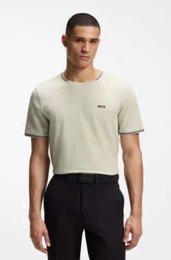T-Shirt aus Stretch-Baumwolle mit Streifen und Logo