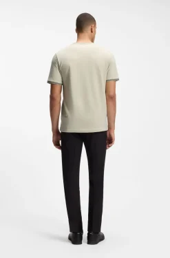 T-Shirt aus Stretch-Baumwolle mit Streifen und Logo