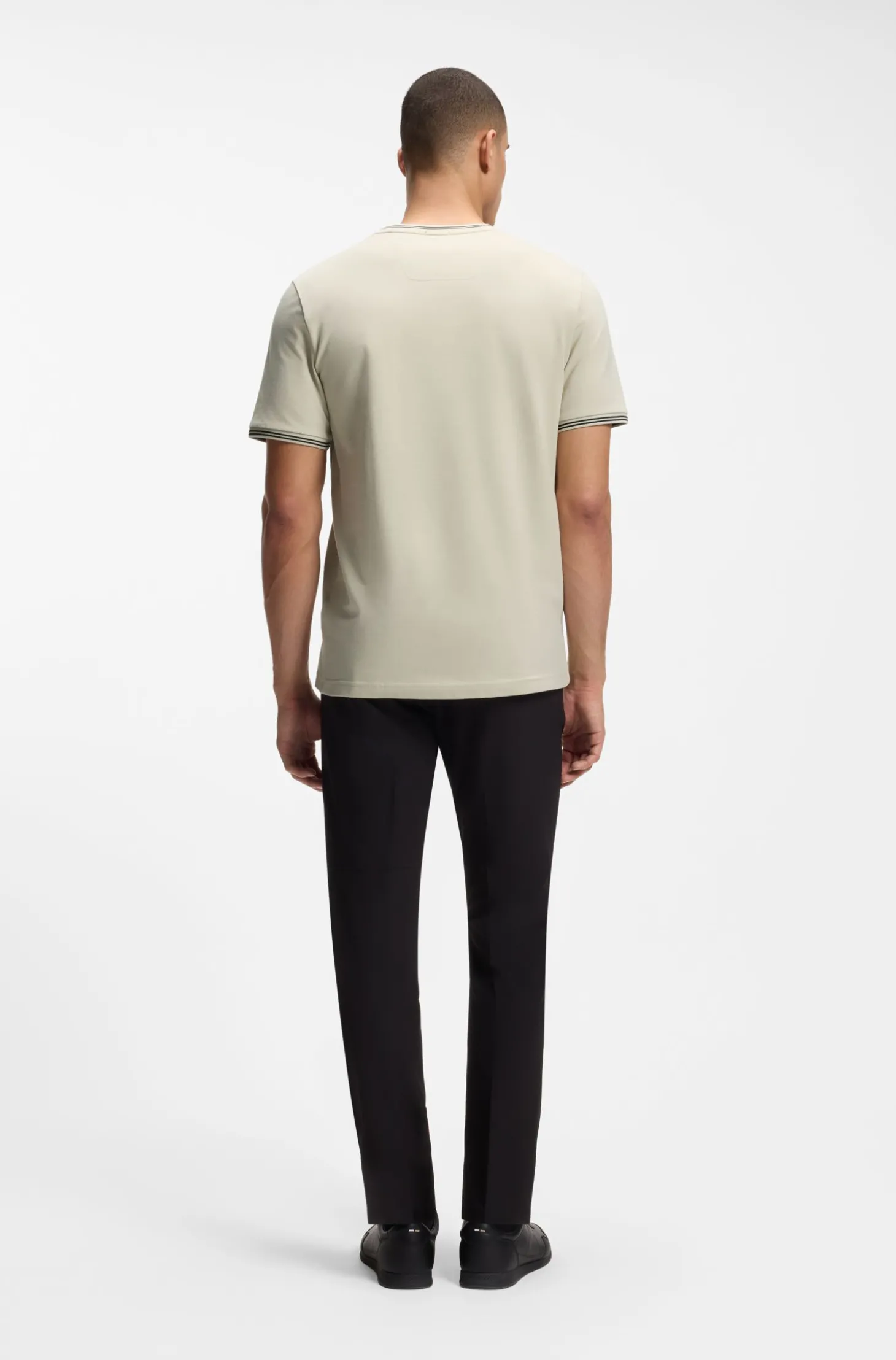 T-Shirt aus Stretch-Baumwolle mit Streifen und Logo