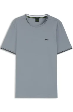 T-Shirt aus Stretch-Baumwolle mit Streifen und Logo