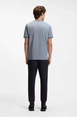 T-Shirt aus Stretch-Baumwolle mit Streifen und Logo