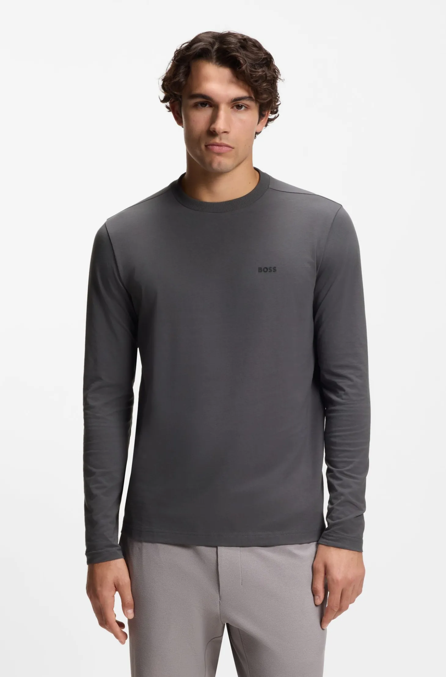 T-Shirt aus Stretch-Baumwolle mit Kontrast-Logo