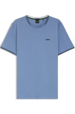T-Shirt aus Stretch-Baumwolle mit Streifen und Logo