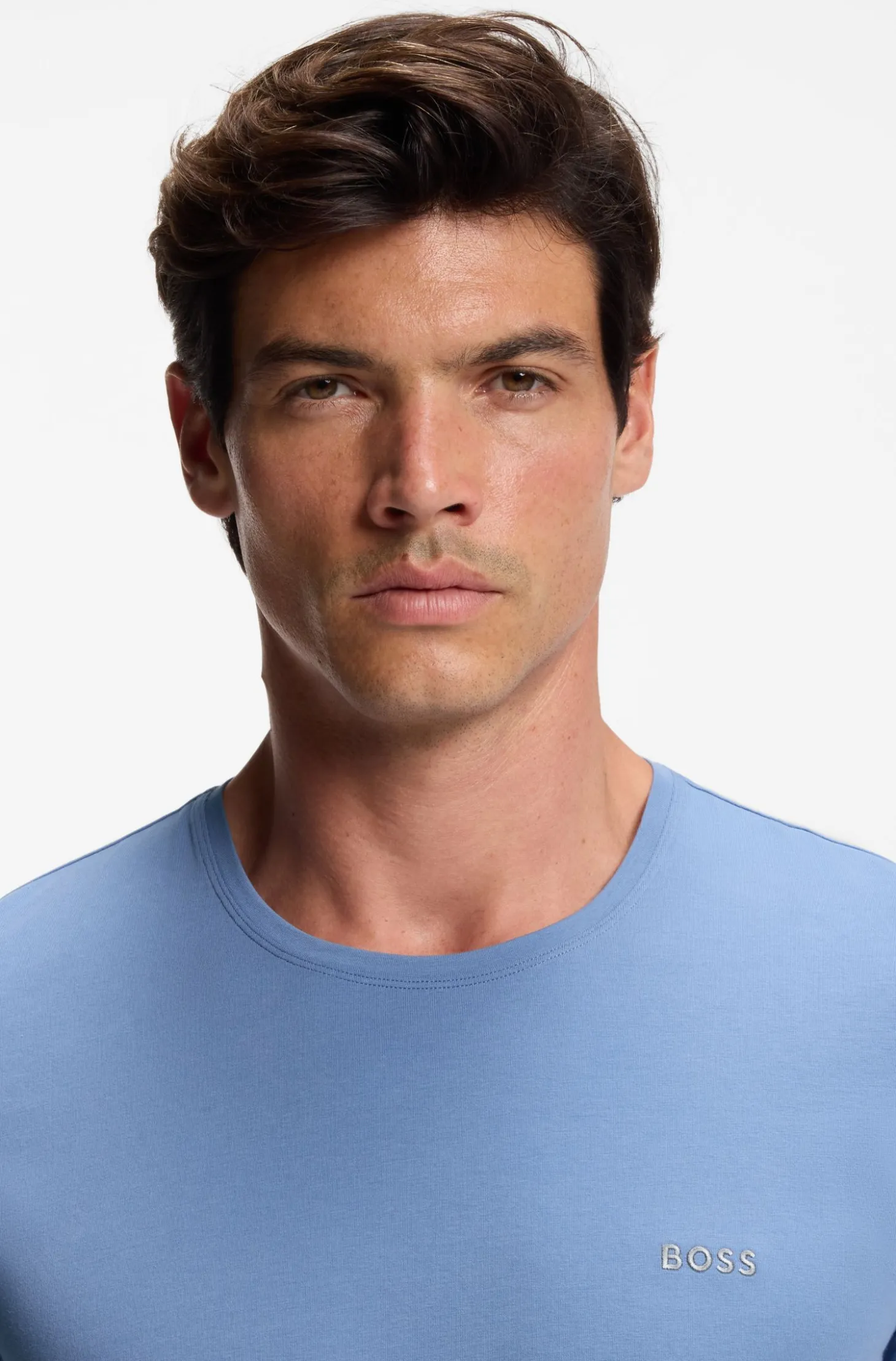 T-Shirt aus Stretch-Baumwolle mit Logo-Stickerei