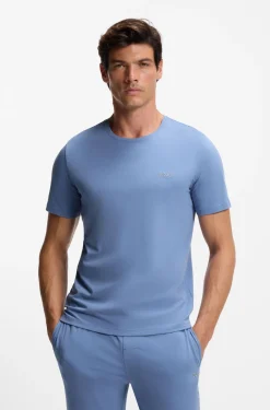 T-Shirt aus Stretch-Baumwolle mit Logo-Stickerei