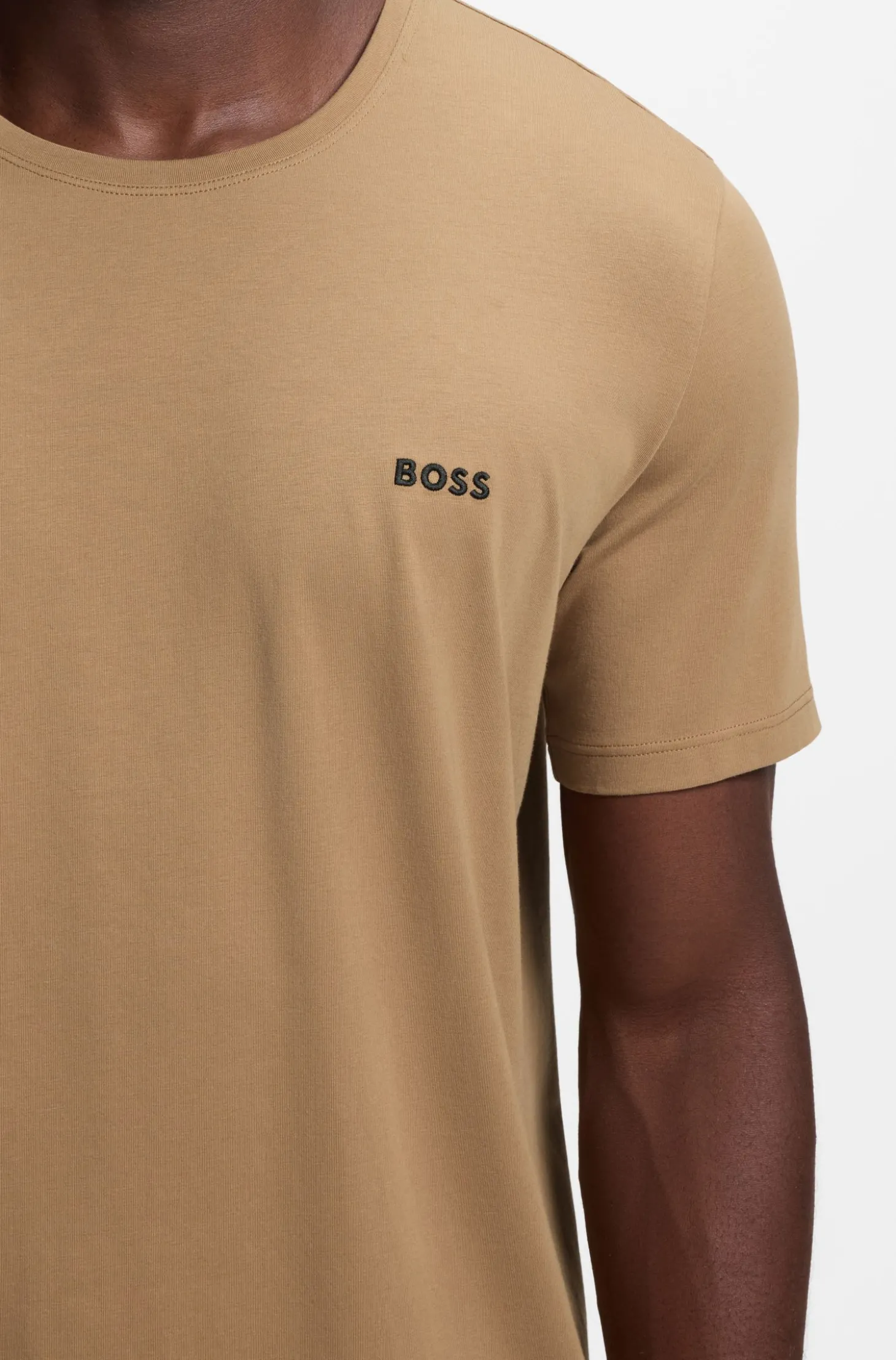 T-Shirt aus Stretch-Baumwolle mit Logo-Stickerei