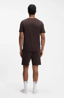 T-Shirt aus Stretch-Baumwolle mit Logo-Stickerei