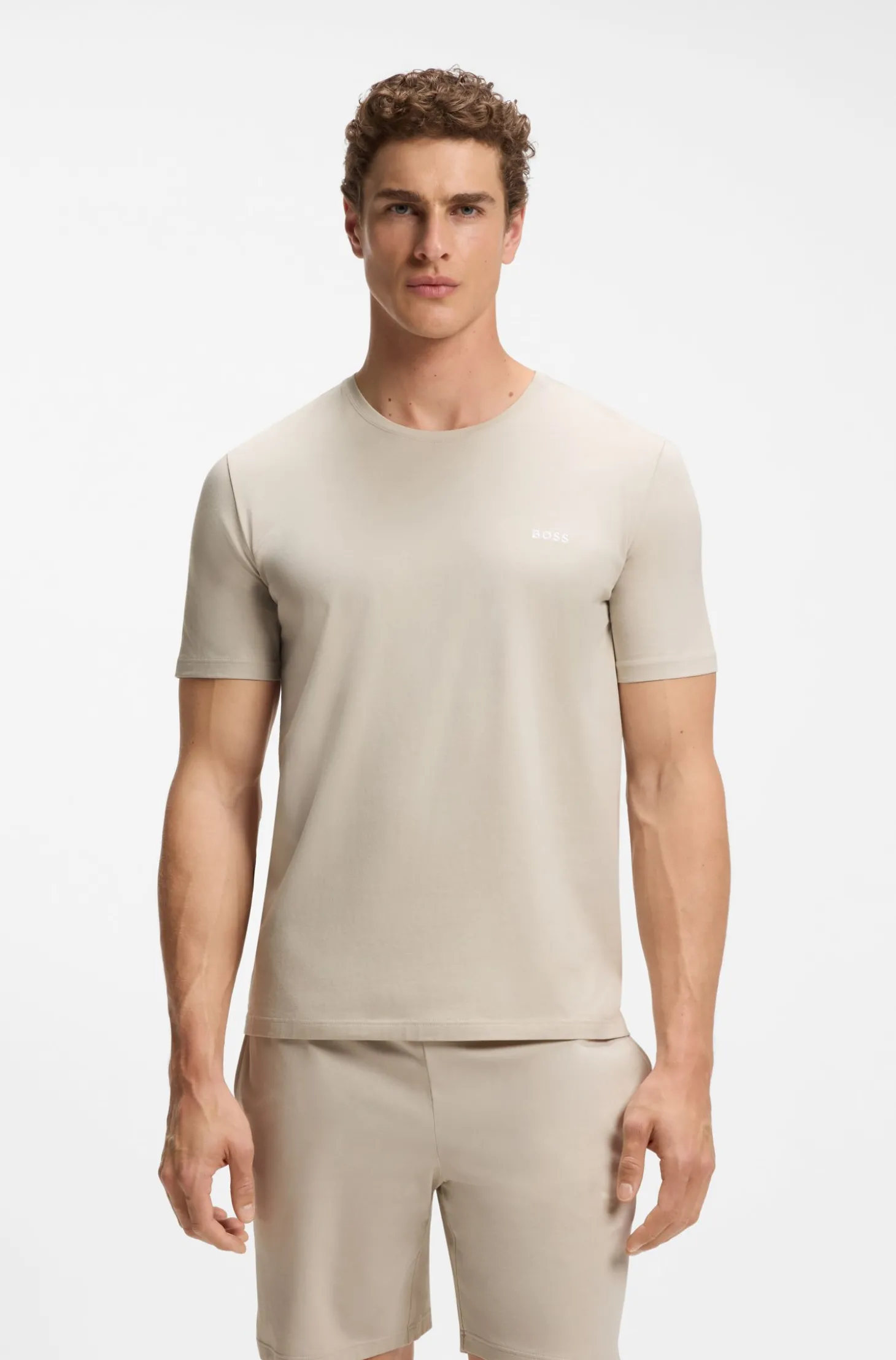 T-Shirt aus Stretch-Baumwolle mit Logo-Stickerei