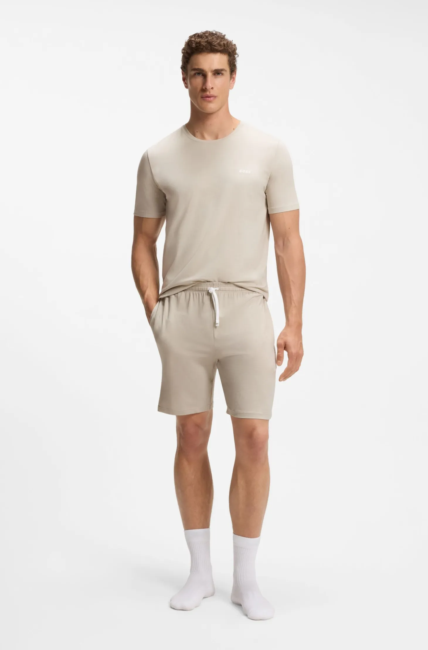 T-Shirt aus Stretch-Baumwolle mit Logo-Stickerei