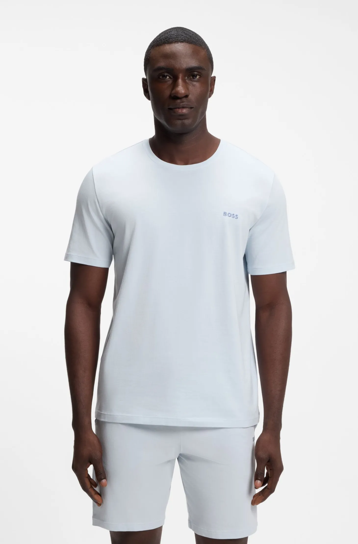 T-Shirt aus Stretch-Baumwolle mit Logo-Stickerei