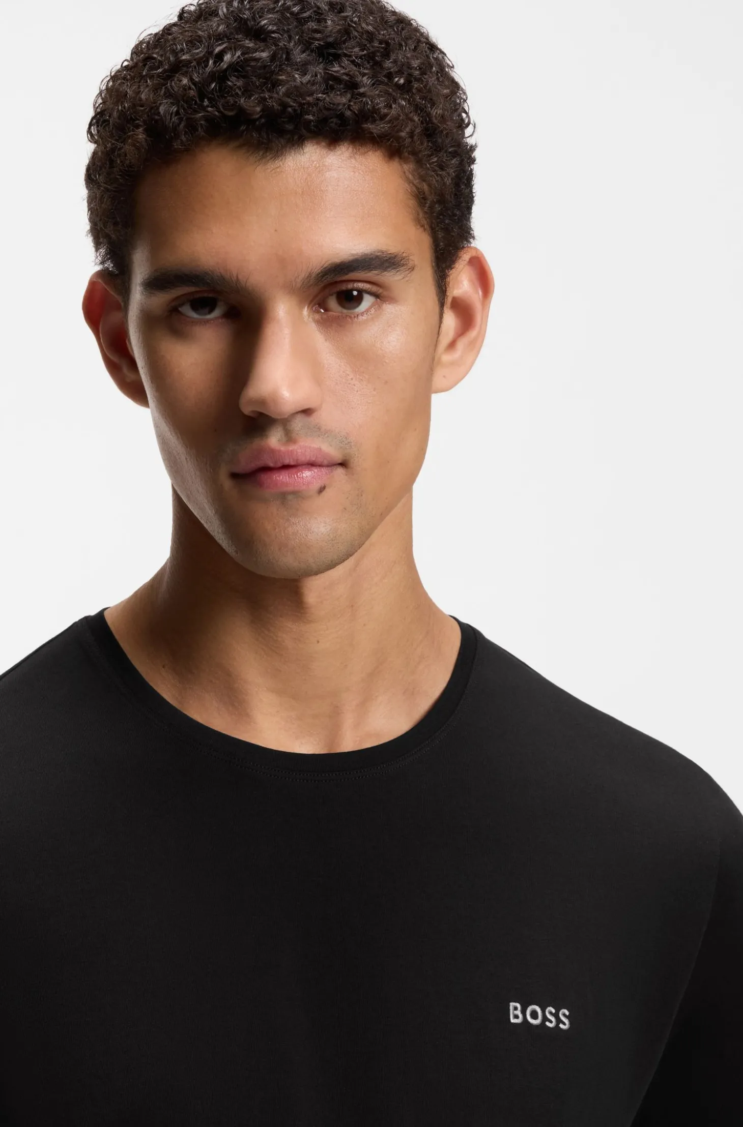 T-Shirt aus Stretch-Baumwolle mit Logo-Stickerei