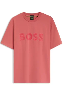 T-Shirt aus Stretch-Baumwolle mit tonalem Flock-Logo