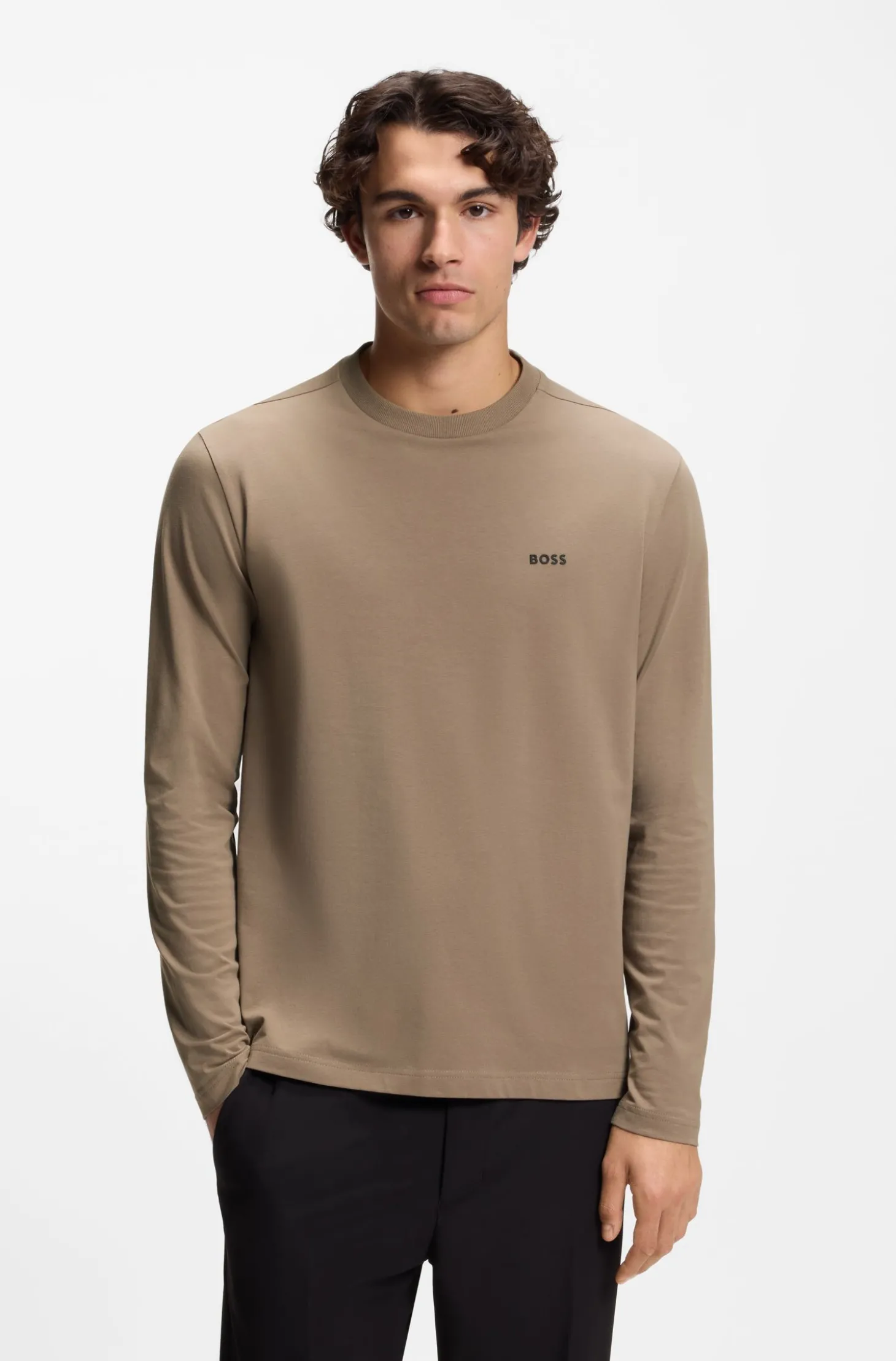 T-Shirt aus Stretch-Baumwolle mit Kontrast-Logo