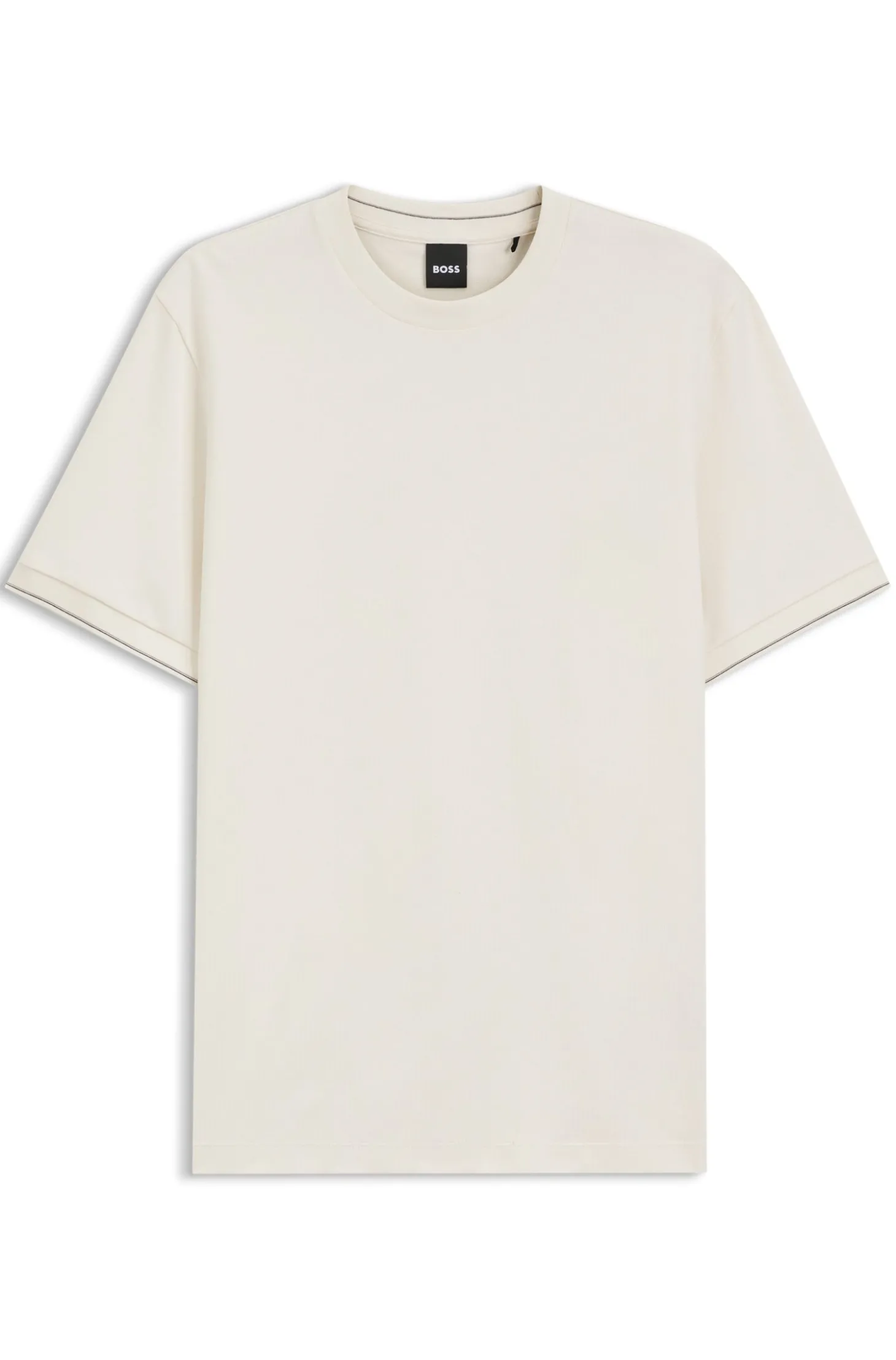 T-Shirt aus strukturierter Baumwolle mit Streifen an den Bündchen