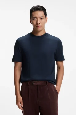 T-Shirt mit Windowpane-Karo aus Baumwoll-Mix mit Seide