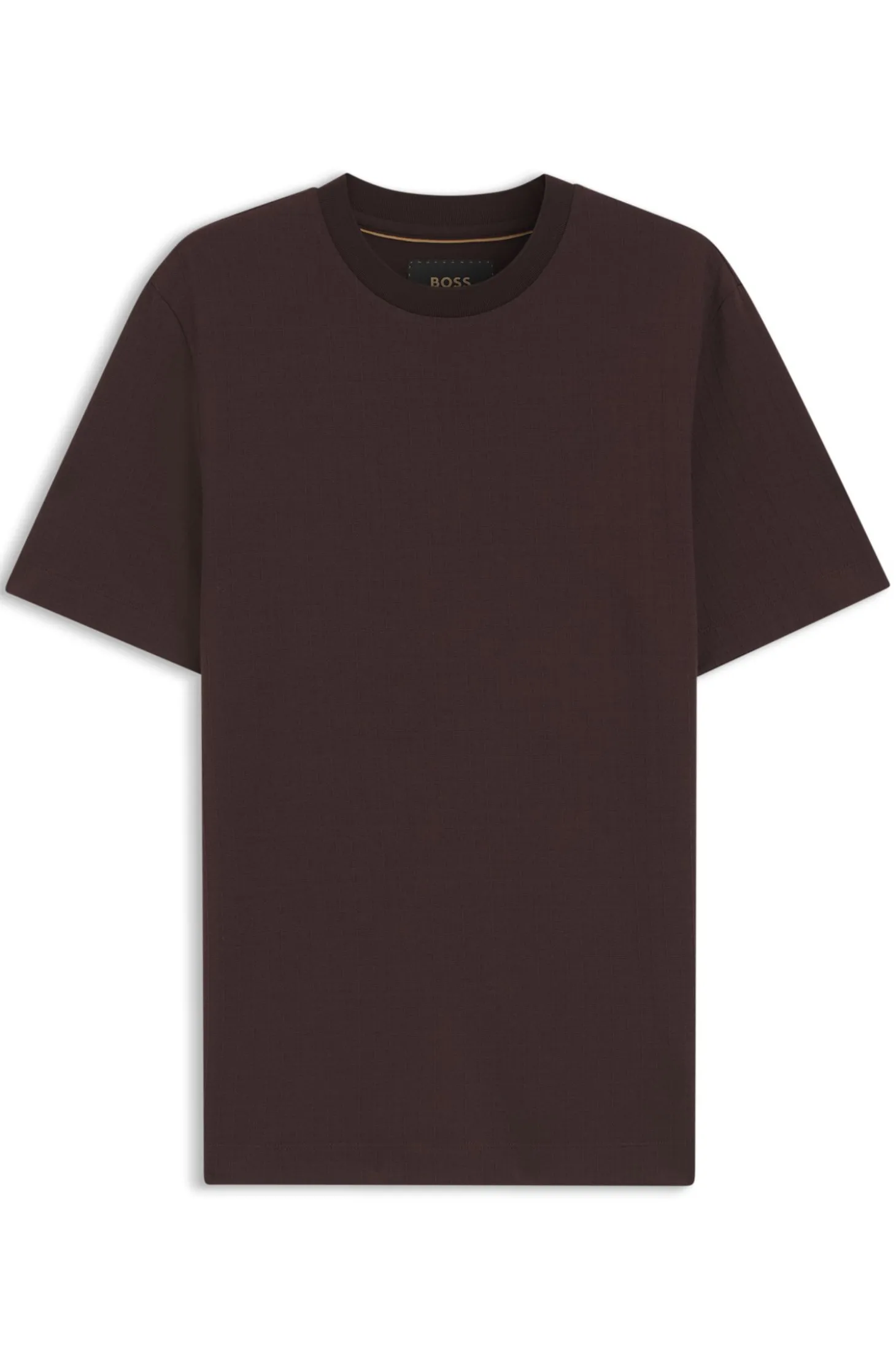 T-Shirt mit Windowpane-Karo aus Baumwoll-Mix mit Seide