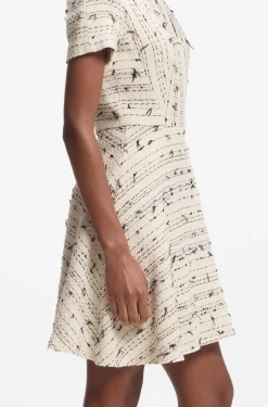 Tweed-Kleid mit Streifen-Dessin aus Baumwoll-Mix