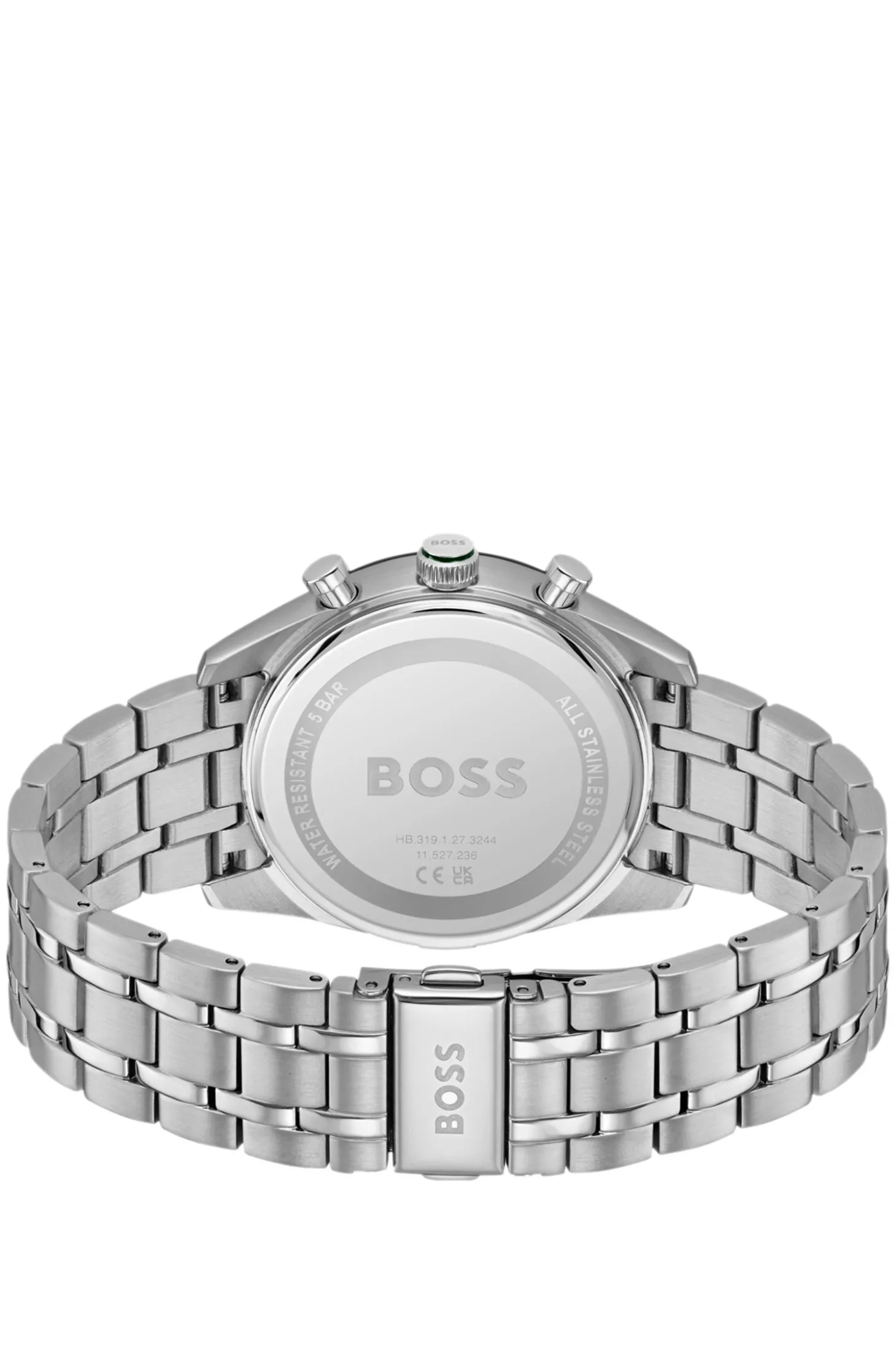 Uhr mit grünem Zifferblatt und zweifarbigem Armband