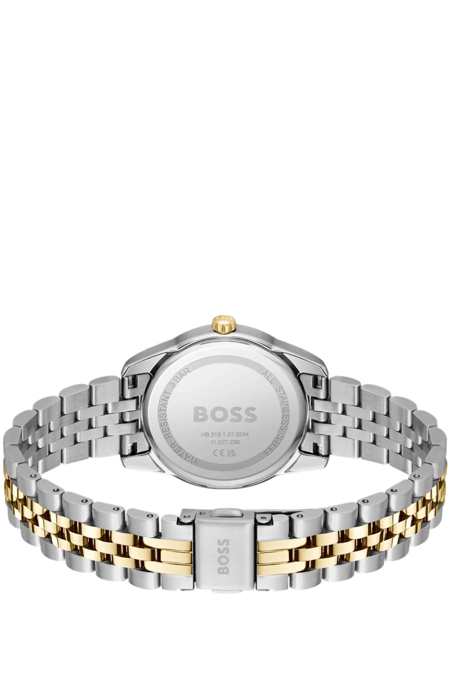 Uhr mit grünem Zifferblatt und zweifarbigem Armband