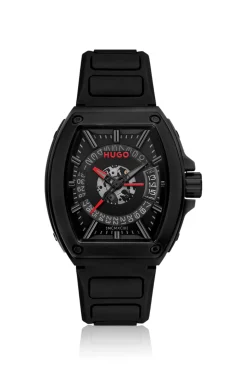 Uhr mit halbtransparentem Zifferblatt und Silikonarmband