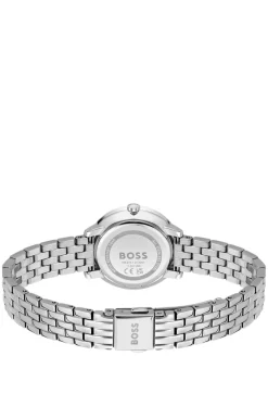 Uhr mit rosa Zifferblatt und Gliederarmband