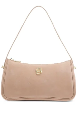 Umhängetasche aus Veloursleder mit metallenen Double-B-Monogramm