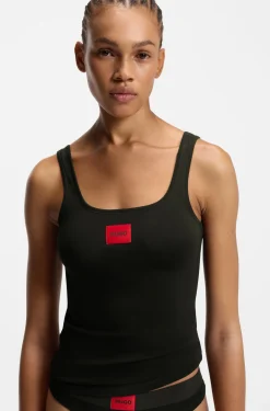 Unterhemd aus Stretch-Baumwolle mit rotem Logo
