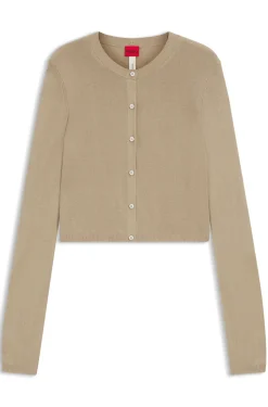 Verkürzte Strickjacke mit geripptem Detail hinten