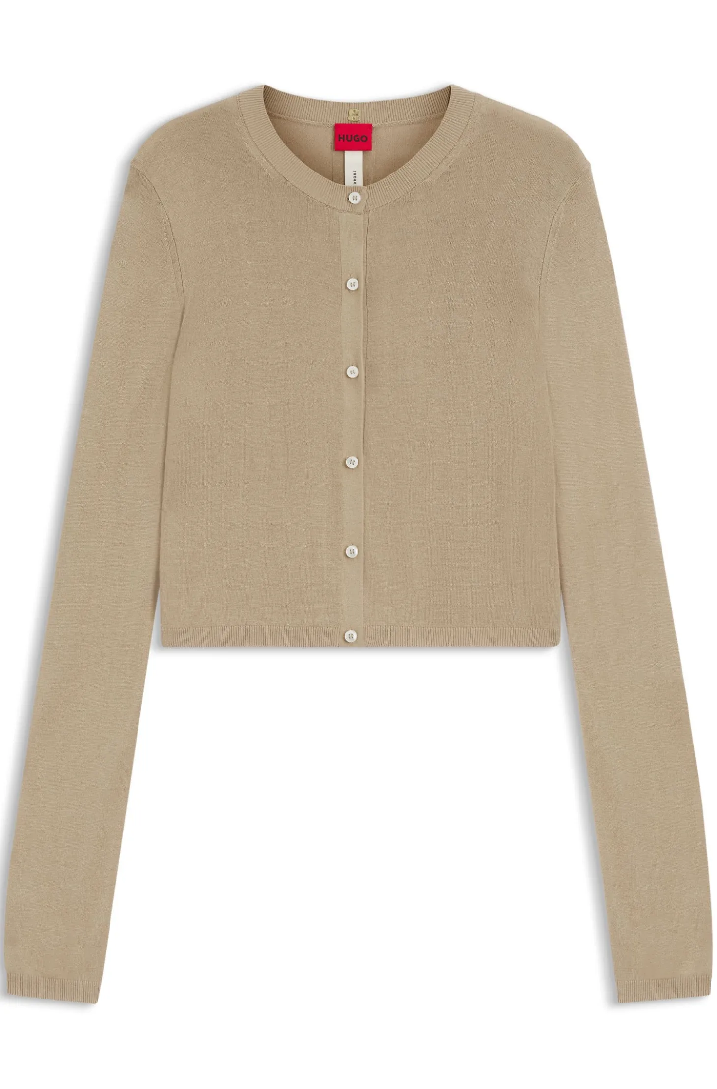 Verkürzte Strickjacke mit geripptem Detail hinten