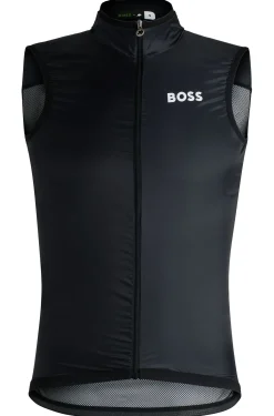 Verstaubare BOSS x ASSOS Windweste mit atmungsaktiver Mesh-Rückseite