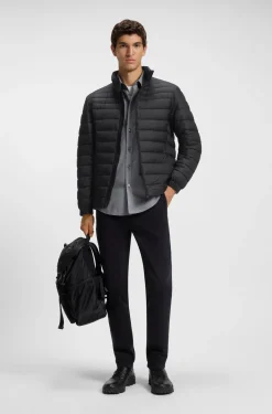 Verstaubare wattierte Jacke mit wasserabweisendem Finish und Logo-Badge