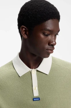 Waffelstrick-Poloshirt aus Baumwolle mit Kontrast-Details