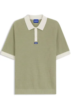 Waffelstrick-Poloshirt aus Baumwolle mit Kontrast-Details