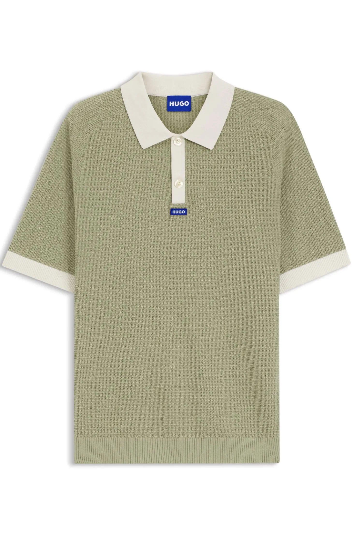 Waffelstrick-Poloshirt aus Baumwolle mit Kontrast-Details