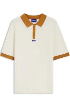 Waffelstrick-Poloshirt aus Baumwolle mit Kontrast-Details